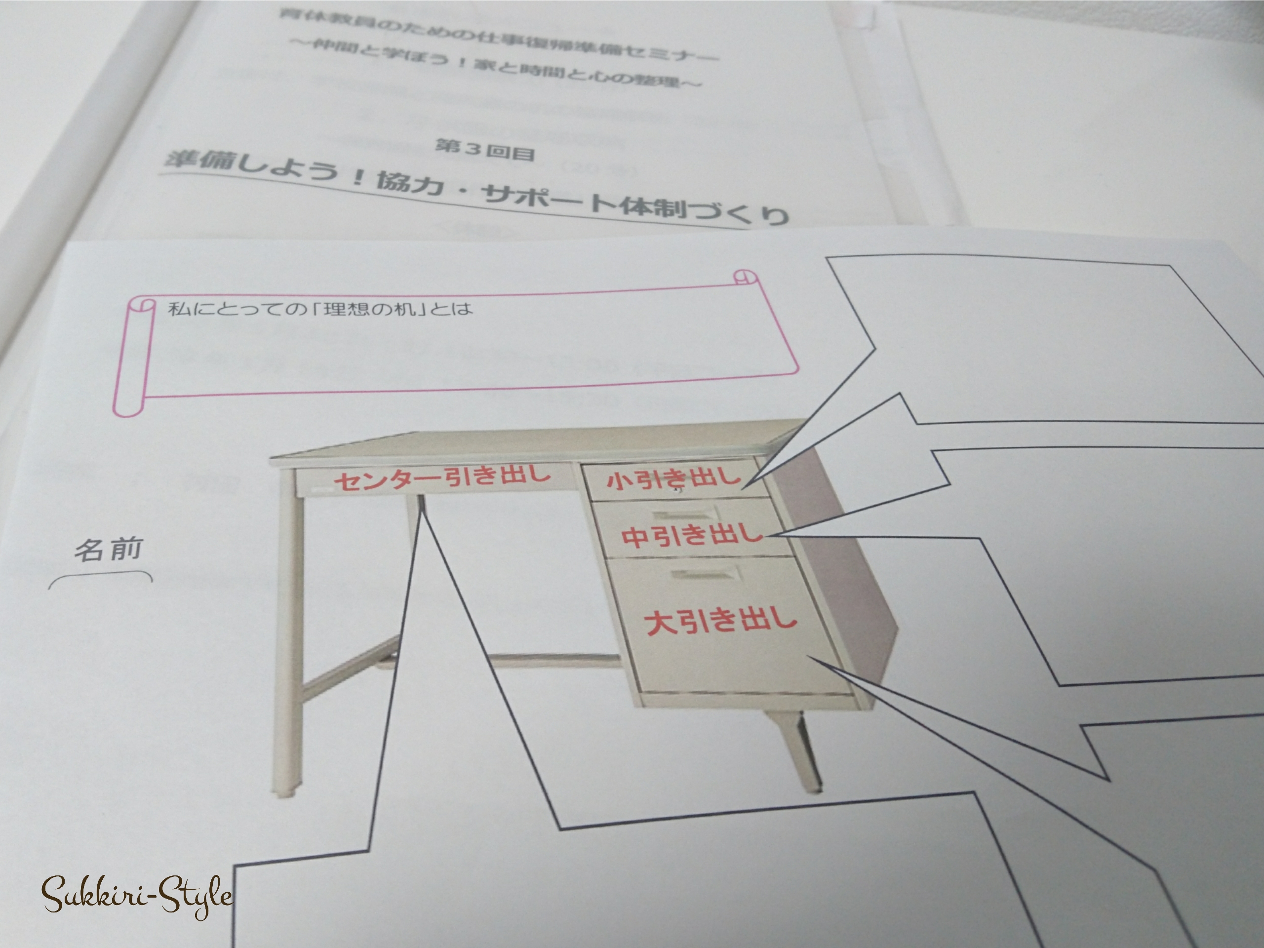 職員室の机の使い方ワークシート