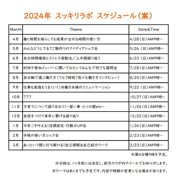 2024スッキリラボ年間計画